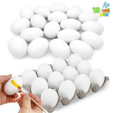 18 Pcs Easter Egg,White Wooden Eggs, Life Size Plain Decorating Eggs for Kids Easter DIY Paint Your Own Egg Decor,Easter Craft,Easter Eggs Hunt,Easter Basket Stuffers,School Activities Supplies