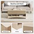 thumbnail image 5 of CHITOOMA Modern Lift-Top Coffee Table with Hidden Storage & Open Shelves, Fluted Front Accent Table for Living Room, Natural, 5 of 8