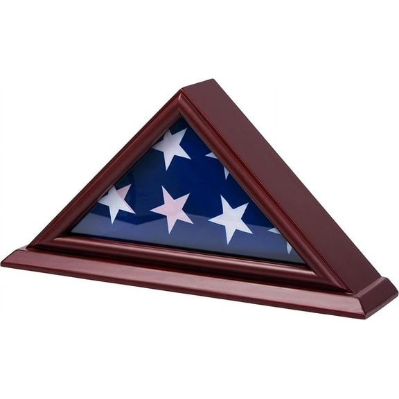DECOMIL - 3'x5' Flag Display Case | Flag Shadow Box (Not for Burial Funeral Flag), Small Flag Display Case ,Solid Wood, Cherry Finish