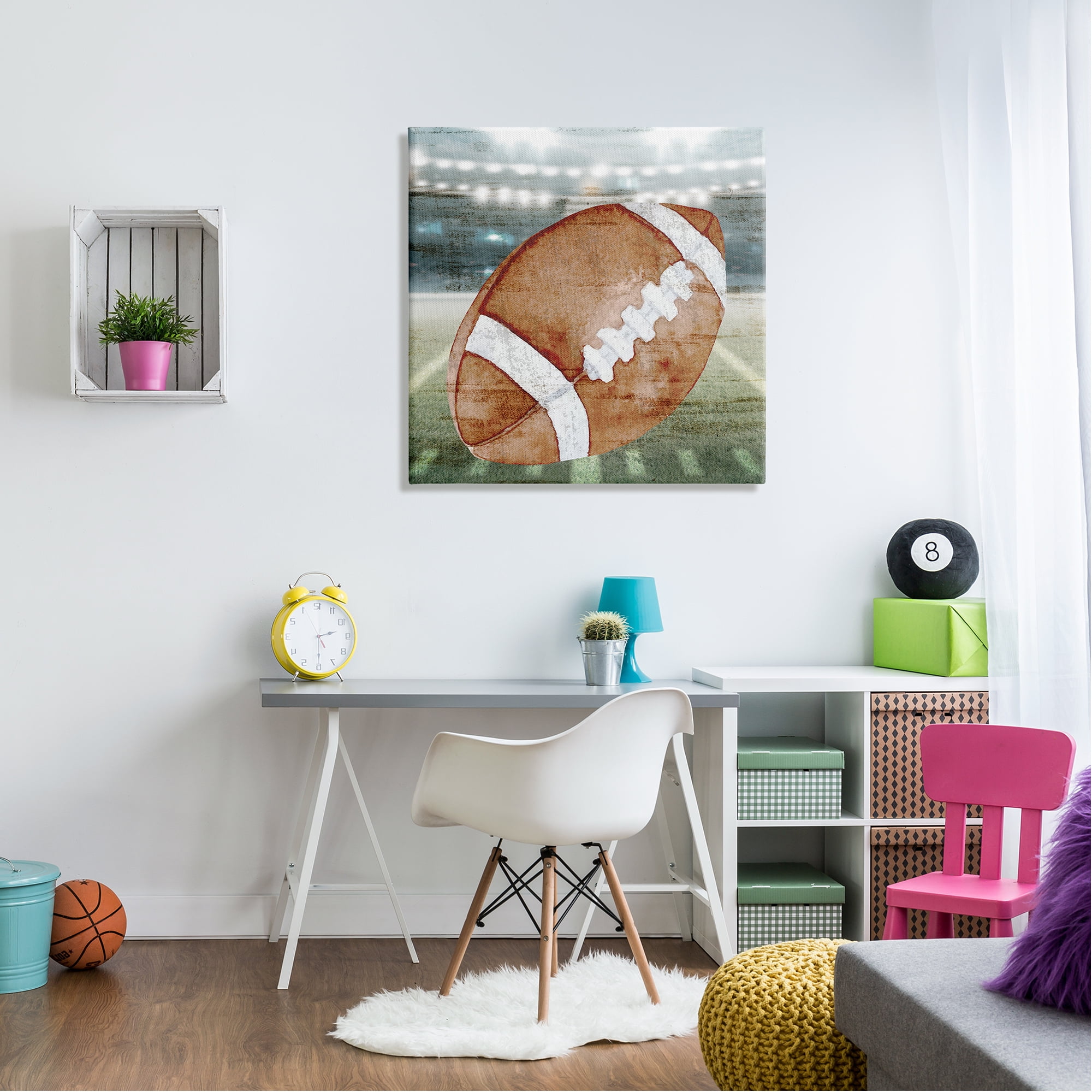 Stupell Industries Abstract Football Field Abstract Painting Gallery Wrapped Canvas Art Print Wall Art, 30 x 30