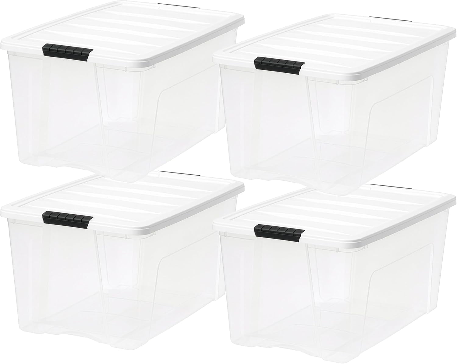 IRIS USA - Contenitori impilabili in plastica con coperchio, senza BPA, realizzati negli Stati Uniti, soluzione organizzativa trasparente, chiusure, contenitori impilabili durevoli, maniglia di