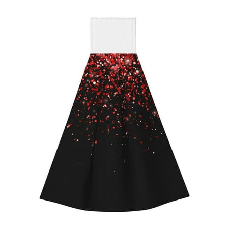 

Zufioo Red Glitter1 Print Coral Fleece Velcro Hand Towel Hangable Absorbent Hand Towel Suitable for Kitchen Bathroom Household Items