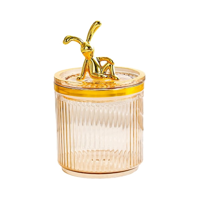 Soporte para almohadillas de maquillaje, organizador de cosméticos, decoración con tapa, contenedor multifuncional Amarillo jinwen Estuche de almacenamiento para almohadillas de maquillaje