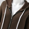 thumbnail image 6 of Luwomo Leisure Jackets for Womens Loose Fit Long Sleeve Hooded Zippered Long Cardigan Sweatershirt Coat Blouses Coffee,2XL, 6 of 9