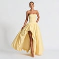 thumbnail image 4 of Black Strapless Ruched Bodice High-Low Ball Gown Evening Dress, 4 of 6