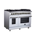 thumbnail image 4 of Forno Massimo 48 Inch Freestanding Dual Fuel Range in White with Antique Brass Accessories, 8 Burners, 6.58 cu. ft. Convection Oven, 4 of 14