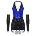 thumbnail image 1 of Manyakai Justaucorps de Danse Latine Samba à Sequins pour Femmes avec Gants Tenue de Gymnastique Rythmique Bleu TG, 1 of 6