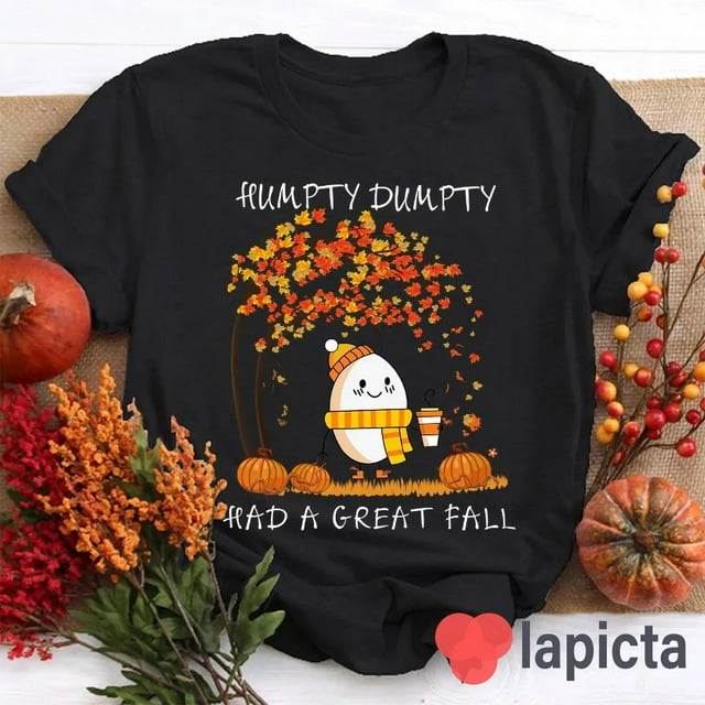 T-Shirt Humpty Happy Fall, T-Shirt Humpty Dumpty, T-Shirt Drôle d'Halloween - comme sur L'Image - L