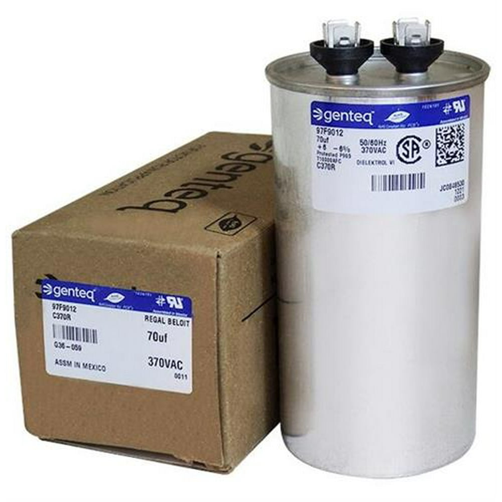 70 uF MFD x 370 VAC Round Genteq / GE Industrial Replacement Capacitor
