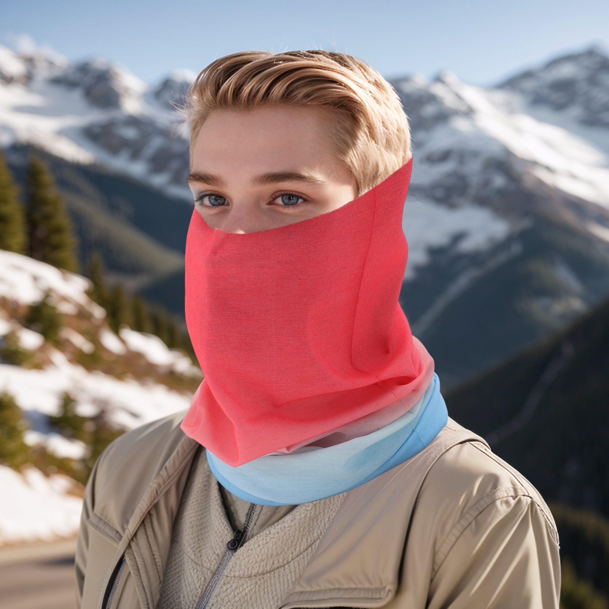 Unique Bargains Cooling Face Scarf Mask 1 Pc Red, Blue