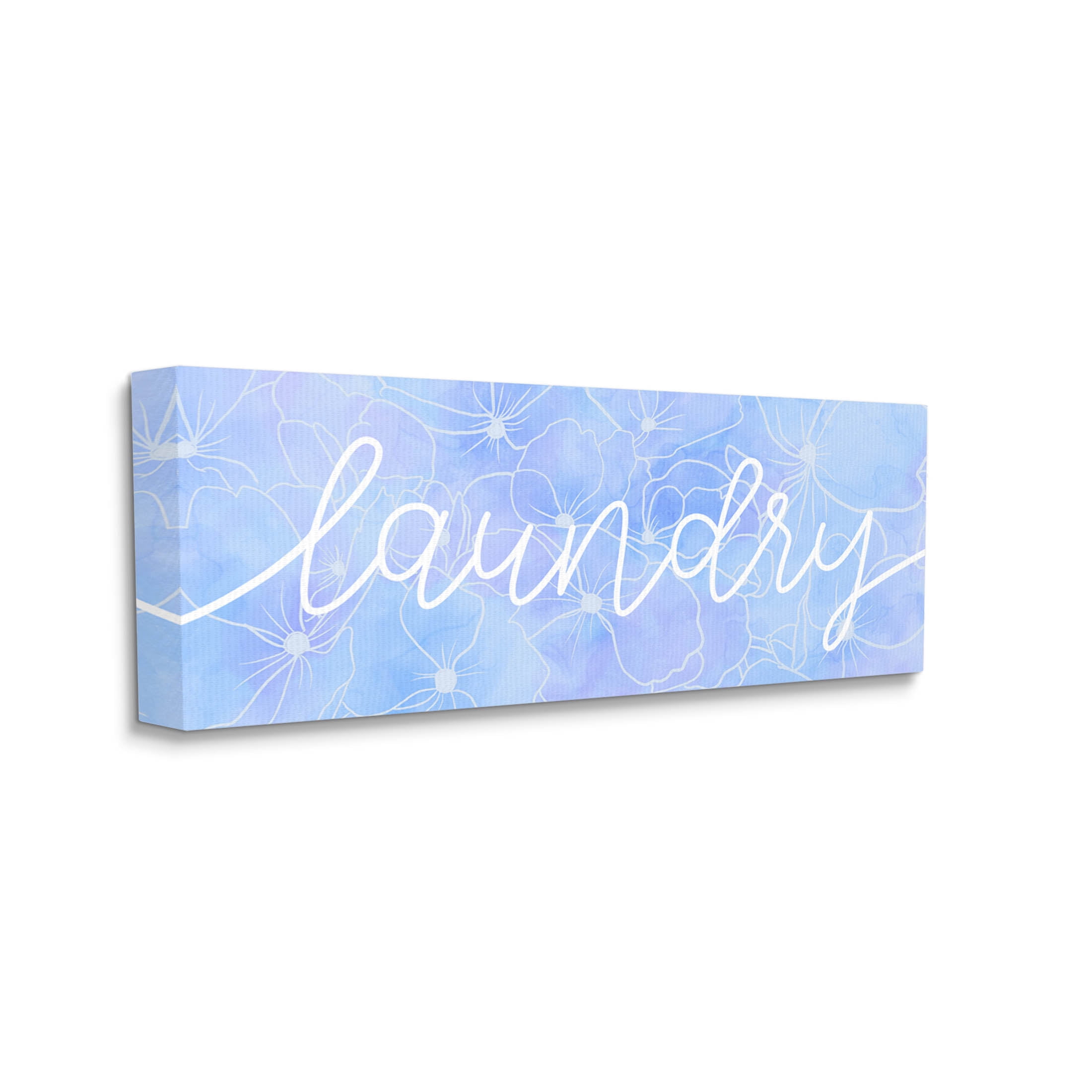 Blue Laundry Floral Pattern Botanical & Floral Graphic Art Gallery Wrapped Canvas Print Wall Art