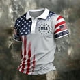 thumbnail image 3 of Havenx Patriotic Polo Shirts for Men Short Sleeve Collared Shirt American Flag Design Button Down Polo Shirts 250 Years Of Freedom Cross Patriotic Top,Gray 3XL, 3 of 5