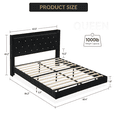 thumbnail image 2 of Tzou Queen Size Floating Bed Frame with LED Lights & Storage Headboard - Velvet Upholstered Wingback Design, No Box Spring Needed, 2 of 8