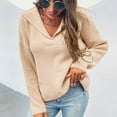thumbnail image 2 of LYXSSBYX Women Fall Sweaters for Women 2022 Hot Sale Clearance Women Casual Soild Long Sleeve Knit Pullover V-neck Sweater Coat, 2 of 6