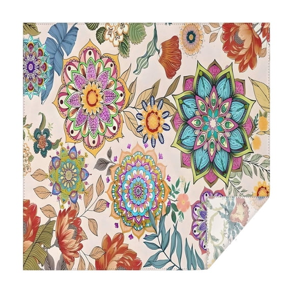 Pioneer Flower Floral Print Pattern Square Tablecloth,Waterproof Square Table Cover,Wipeable Spillproof Washable Table Cover for Home Kitchen Party Decor 42"X42"(107x107cm)