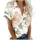 thumbnail image 2 of Fiudx Ropa de Mujer Camisa con Botones y Cuello Estampado Informal Regular de Manga Corta para Mujer, 2 of 5