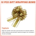 thumbnail image 4 of 10pcs 6 Inch Large Big Pull Bow Organza Gift Wrapping Bows Ribbon for Wedding Car Christmas Bow, Gold, 4 of 6