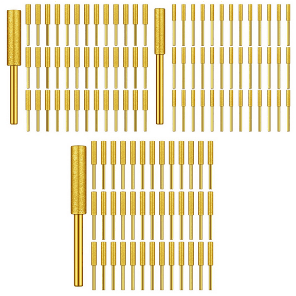 120Pcs Diamond Chainsaw Sharpener Kits,High Hardness Titanium Plated Burr Grinding Stone Chainsaw Sharpening Kit