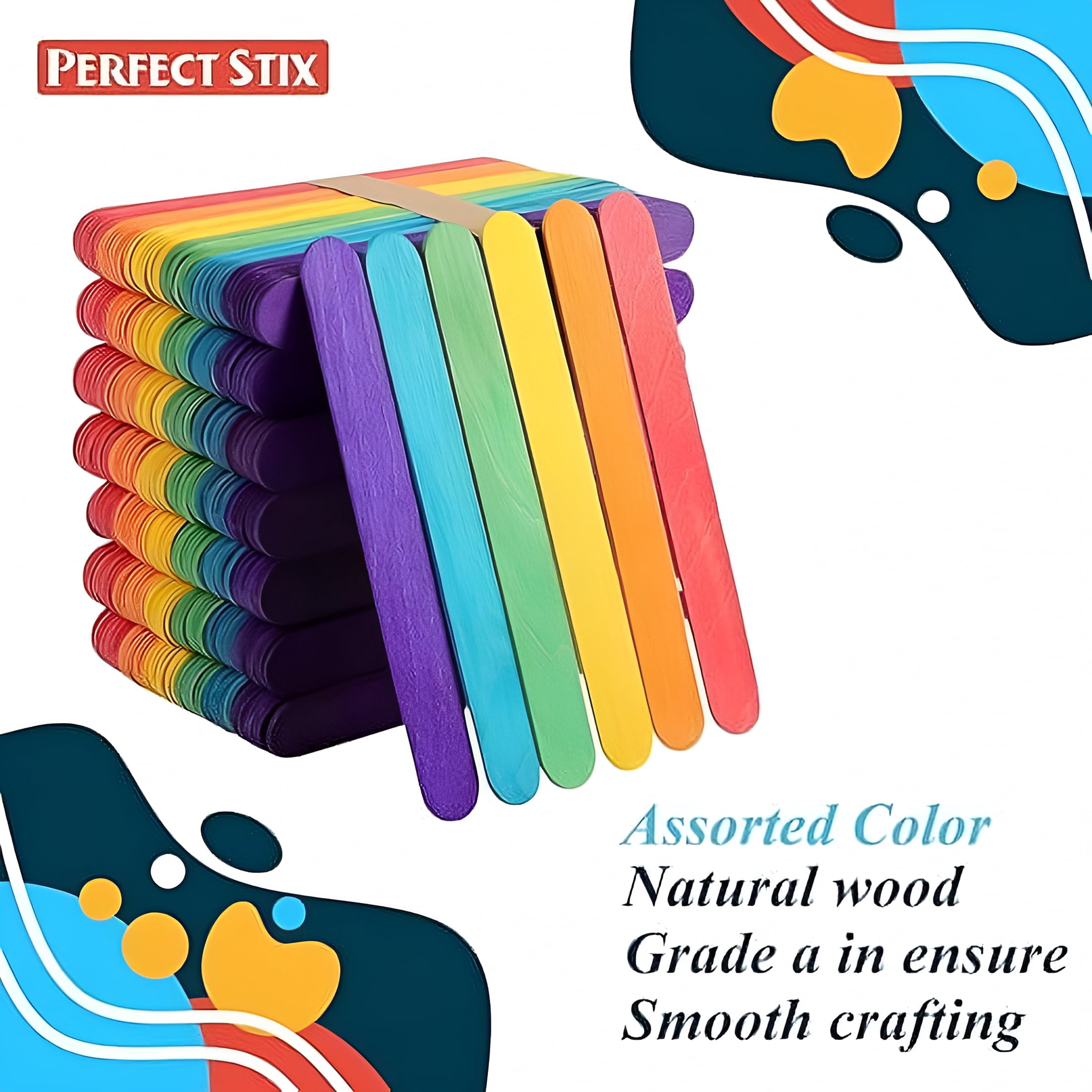 TUWAFE 2026 New 4.5" Colored Craft Sticks/Popsicle/Crafting 3/8" for Crafts,Diy,School Projects-Package of 1,000Ct-Popsicle Sticks for Crafts