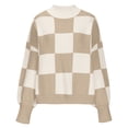 thumbnail image 4 of Azrian Clearance Sweater for Women, Long Sleeve Crewneck Knitted Tops Pullover Sweater Women's New Checkered Round Neck Long Sleeved Knitted Sweater, 4 of 6