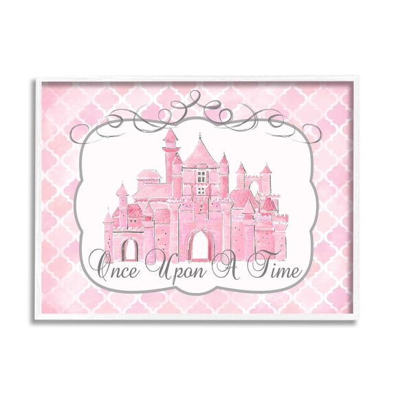 Stupell Industries Cottage Once Upon a Time Pink Water Color Castle White Framed Giclee Art, 20 x 16, by Reesa Qualia