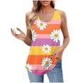 thumbnail image 1 of UPPADA Camisoles Mignonnes pour Femmes Tendance Col Rond à Fleurs Hauts d'Été Sans Manches Blouses Chic Décontracté Camisoles Graphiques Orange, TG, 1 of 5