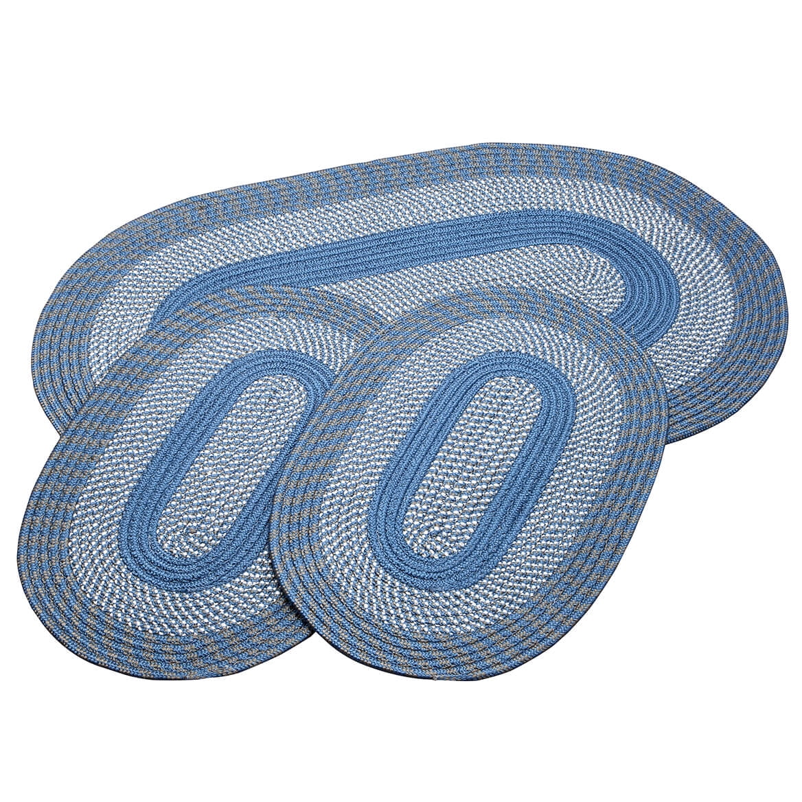 Slate Blue 3Piece TwoTone Braided Rug Set by OakRidgeTM