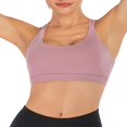 thumbnail image 2 of Women‘s Medium Support Cross Back Wirefree Removable Cups Solid Color Padded Yoga Sport Bra, 2 of 8