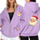 thumbnail image 1 of WILLBEST Sudadera de Mujer con Estampado Navideño, Cremallera, Manga Larga, Bolsillo, Cordón Ajustable y Capucha Informal XX-Grande, 1 of 8