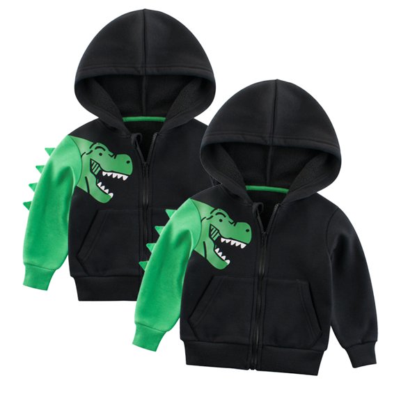 Esaierr Toddler Baby Boys Dinosaur Sweatshirt Coat for Kids Hooded Zip Jacket Casual Sweatshirt Outerwear for 1-9Y