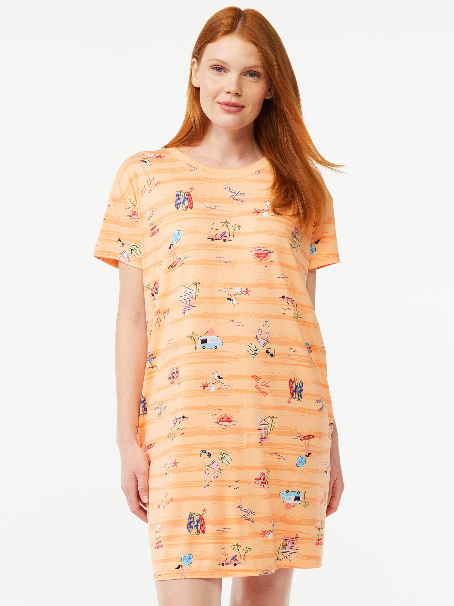 Joyspun Women's Short Sleeve Sleep Shirt, Sizes S/M to 2X/3X