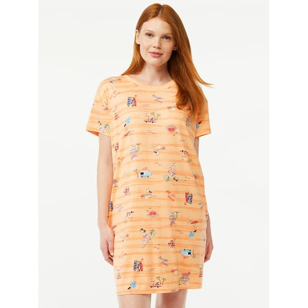 Joyspun Women's Short Sleeve Sleep Shirt, Sizes S/M to 2X/3X