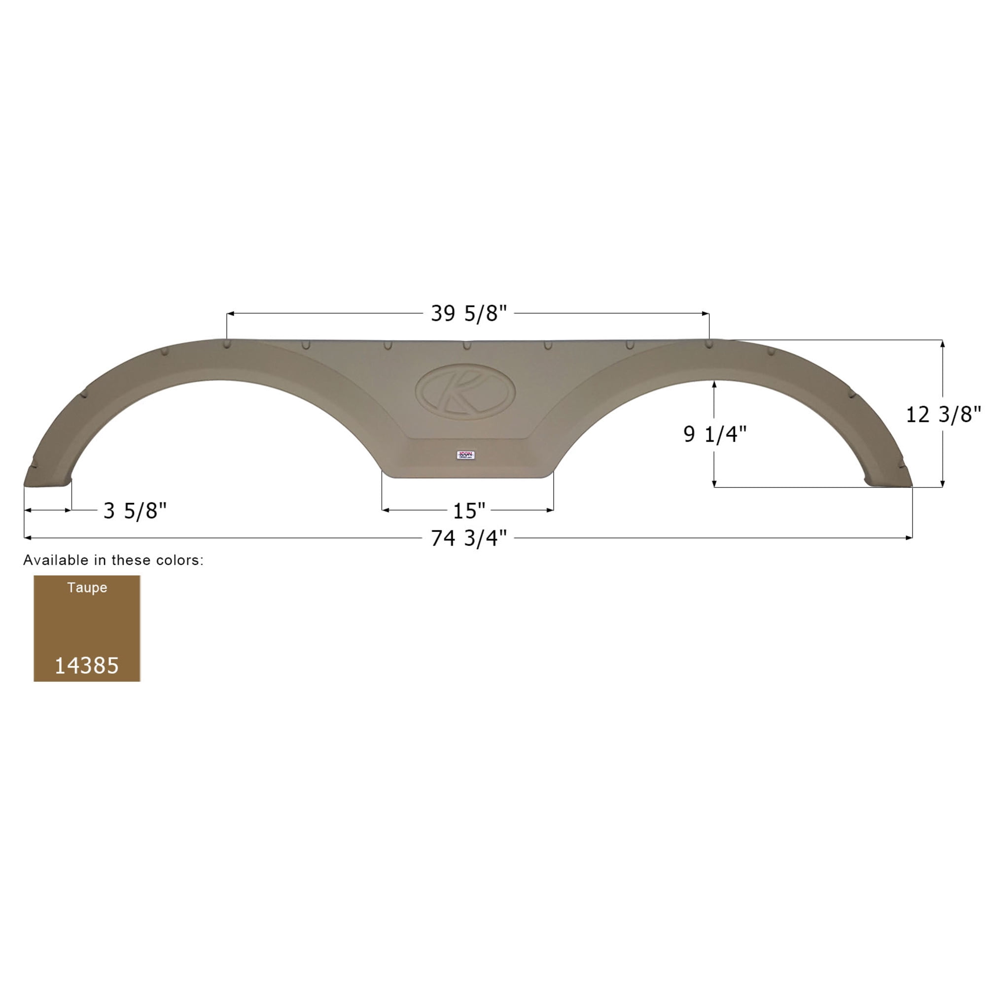 Icon 14385 Tandem Axle Fender Skirt FS4385 for Keystone - Taupe