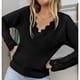 thumbnail image 4 of Suéter De Mujer Con Cuello En V, Prendas De Punto De Mujer Con Nervaduras Respetuosas Con La Piel De Color Puro Para Ir De Compras, 4 of 6