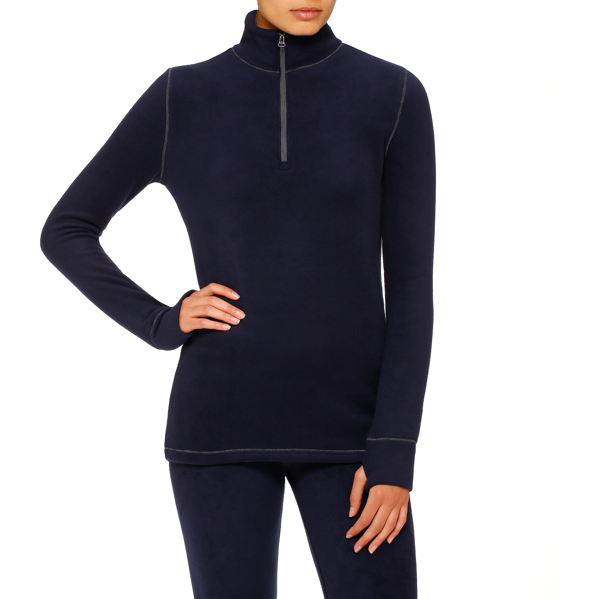 Download Stretch Fleece Long Sleeve Mock Neck Half Zip Sleepwear ...