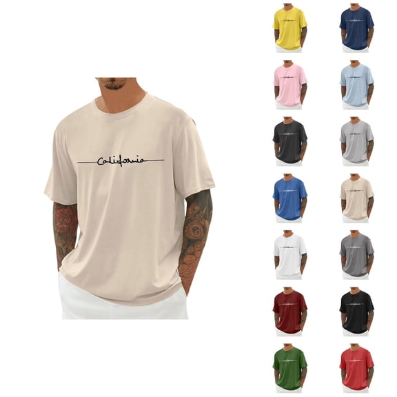 California Graphic Tees for Men Summer Casual Fashion Short Sleeve Crewneck Relaxed Fit Tshirts Streetwear