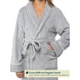 thumbnail image 4 of PAVILIA Soft Plush Women Fleece Robe, Light Grey Cozy Bathrobe, Female Long Spa Robe, Warm Housecoat, Satin Waffle Trim, L/XL, 4 of 9