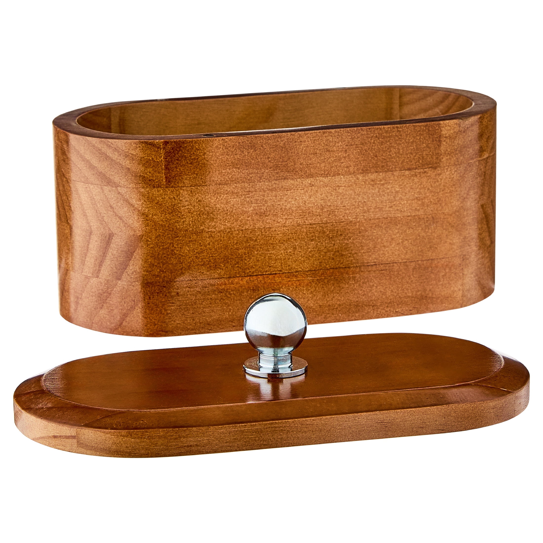 Mainstays Wooden Decorative Tabletop Capsule Box with Chrome Handles