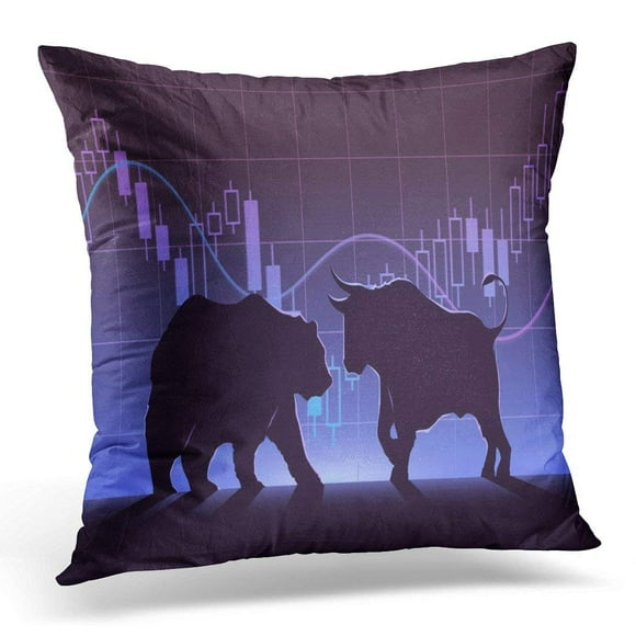 EREHome Black Street Stock Exchange Trading The Bulls and Bears Struggle Equity Market Concept Modern Flat Design Pillow Case Pillow Cover 18x18 inch