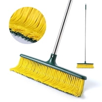Yocada Heavy Duty Commercial Outdoor Push Broom with Curved Bristles, Adjustable Handle,Courtyard Garage Lobby Mall Market Floor,58.7in,Yellow