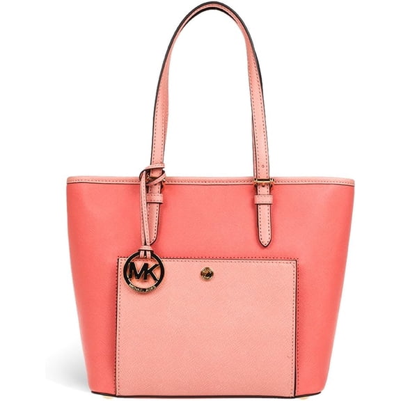 Michael Kors Jet Set Item Medium Snap Pocket Tote, Pink Grapefruit/Peach