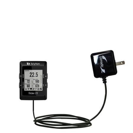 Gomadic Intelligent Compact AC Home Wall Charger suitable for the Bryton Rider 35 - High output power with a convenient, foldable plug design - Uses T