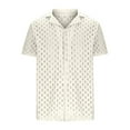 thumbnail image 4 of Mgmyaa Men's Short Sleeved Button Down Shirt Jacquard Cardigan Collared Beach Shirt Tops, 4 of 6