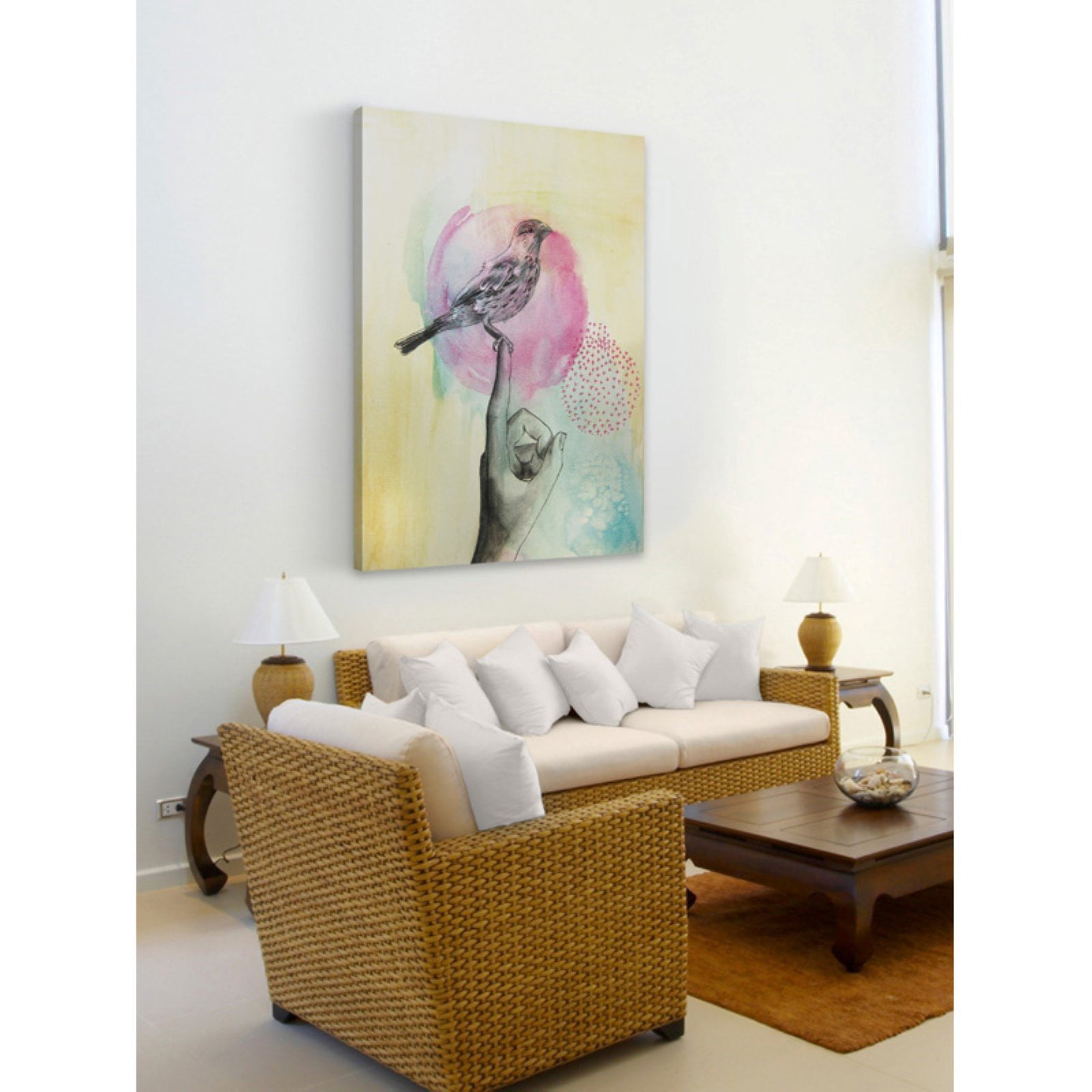Marmont Hill Bird Rest Painting Print on Wrapped Canvas