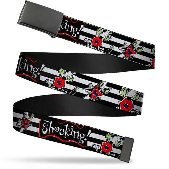 Adjustable Belt, Clamp Buckle, Cut-to-Fit, Oblina Poses Shocking Stripe Black White