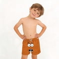 thumbnail image 5 of Boys' Cute Face Print Swim Trunks, Quick-Dry Elastic Waist Board Shorts with Pockets for Kids, 3-12 Years Orange a 10-11 Years, 5 of 8