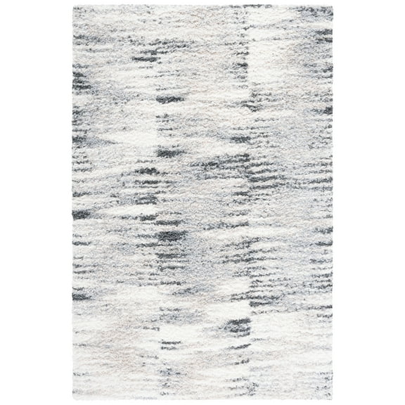 SAFAVIEH Berber Leland Abstract Shag Area Rug, Grey/Ivory, 6'7" x 8'7"