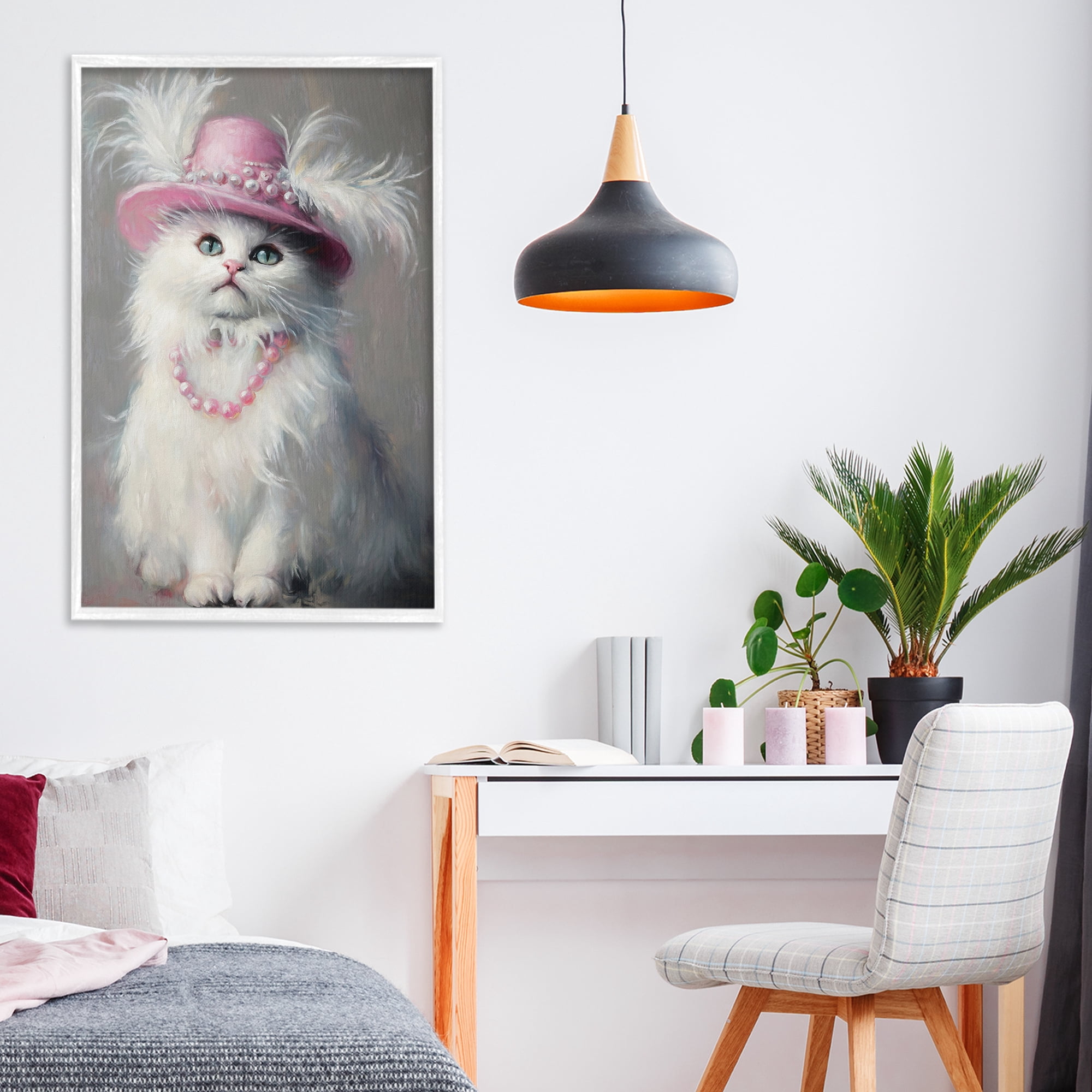 Stupell Industries Beautiful Brigitte Cat White Framed Giclee Art, design by Tina LeCour