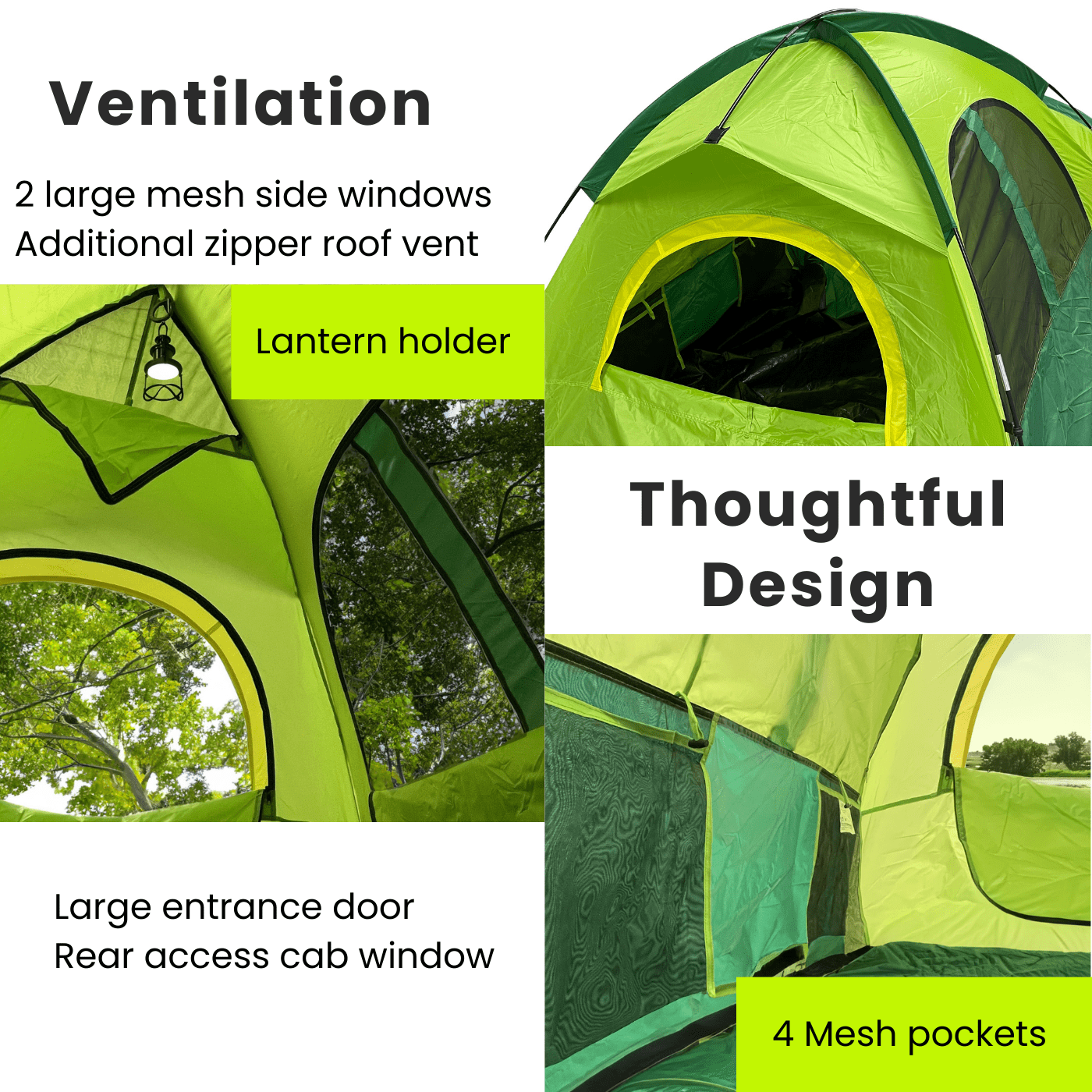 Savvycraft Pickup Truck Tent for Full Size Truck 8.0'-8.2' Long Bed, Waterproof P3000mm 2-Person Double Layer Truck Bed Tent Camping Tent, Expandable Awning, Rainfly, Storage Bag Included Green