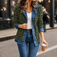 thumbnail image 6 of Stralyhd Loose Fit Leopard Patchwork Shirt Jacket Women Long Sleeve Collared Button‑Up Denim Trim Casual Fall Street‑Wear Shacket Army Green XL, 6 of 7